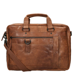 Spikes & Sparrow laptoptas / Aktetas / Werktas 15.6 Inch Leer Viper Bruin