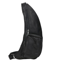Bear Design Crossbodytas / Slingbag Leer Han Zwart
