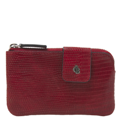 Castelijn en Beerens Sleuteletui met rits Dames Leer Slangenprint Donna Cognac