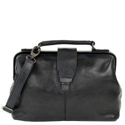 Bear Design Handtas / Crossbodytas / Dokterstasje Dames Leer Julia L Zwart
