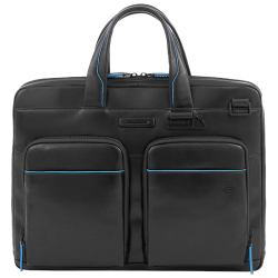 Piquadro laptoptas / Aktetas / Werktas 13 Inch Leer Blue Square Zwart