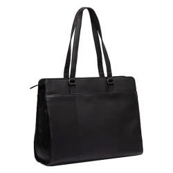 The Chesterfield Brand Laptoptas / Werktas / Schooltas Dames 15  Inch Leer Waxed Pull Up. Zwart