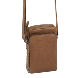 The Chesterfield Brand Telefoontasje / Schoudertas Dames Leer Waxed Pull Up Bruin