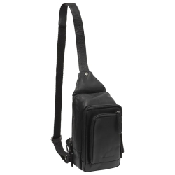 The Chesterfield Brand Crossbodytas / Slingbag Leer Waxed Pull Up Zwart