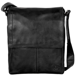 Spikes & Sparrow Reportertas / Herentas / Crossbodytas Heren Leer Apache Zwart