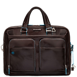 Piquadro laptoptas / Aktetas / Werktas 15 Inch Leer Blue Square 