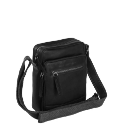 The Chesterfield Brand Schoudertas / Crossbodytas Heren Leer Waxed Pull Up Zwart