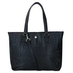 FMME Laptoptas / Aktetas / Werktas Dames 15.6 Inch Leer Crocoprint Caithy Zwart