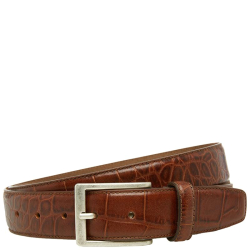 Castelijn en Beerens Heren Riem Leer 3.5 cm Breed 105 cm lang Crocoprint Bruin