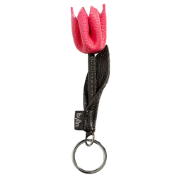 By lin Sleutelhanger Dames Leer Blooming Tulip Cognac